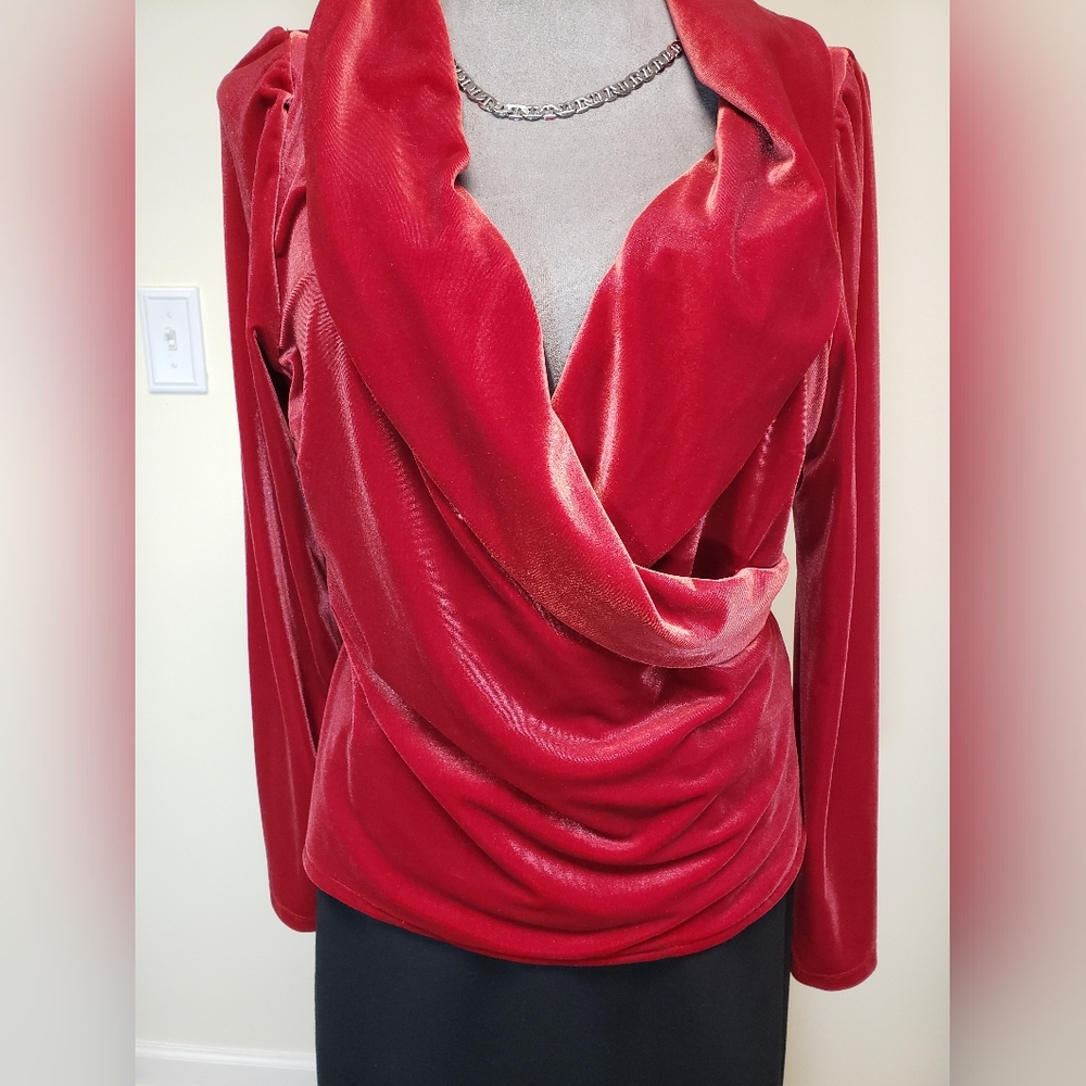 Vintage Velvet Red Drape Top